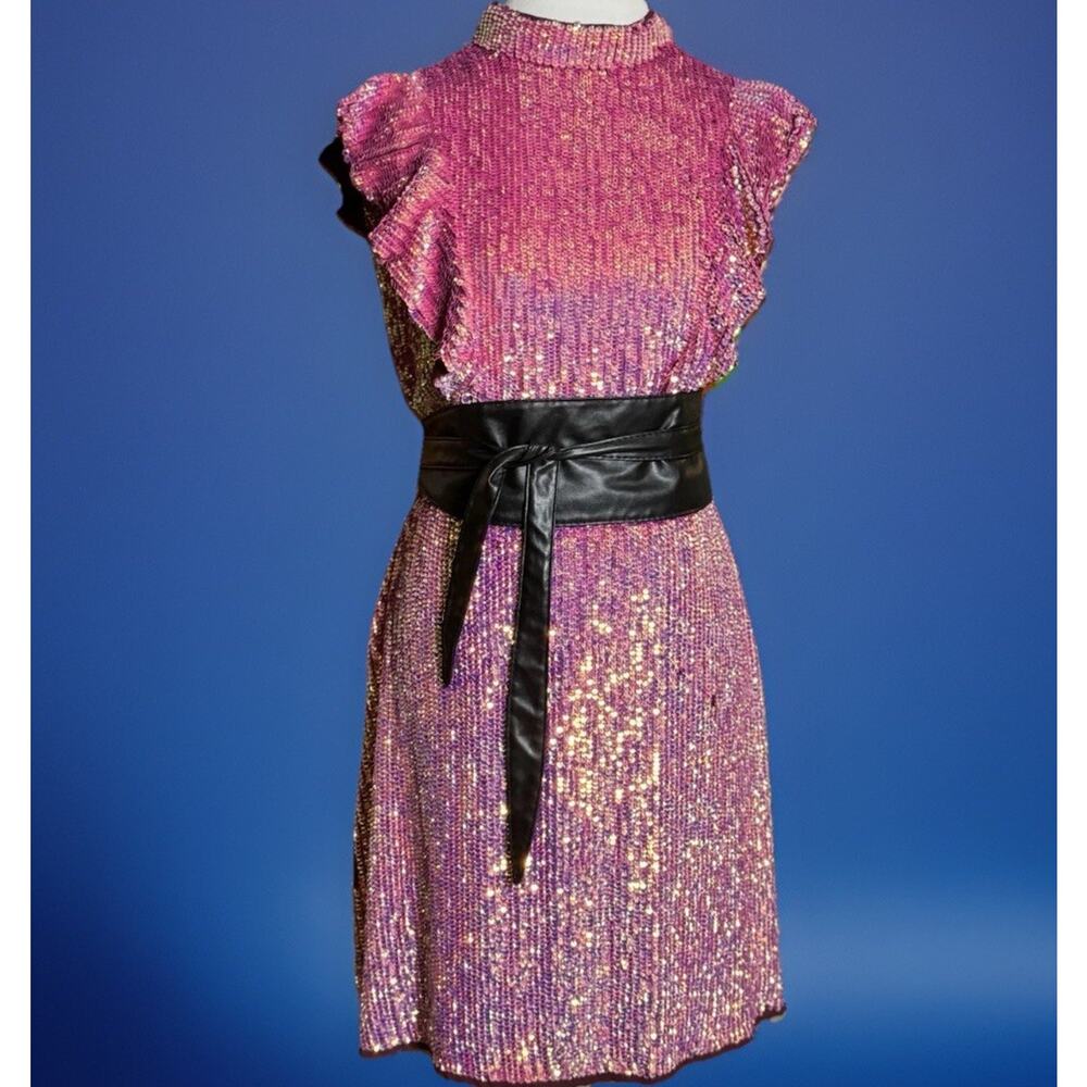 Iredecent Sequin Cocktail Dress | Pink Gold Retrofete Inspired |Lux Disco | Prom
